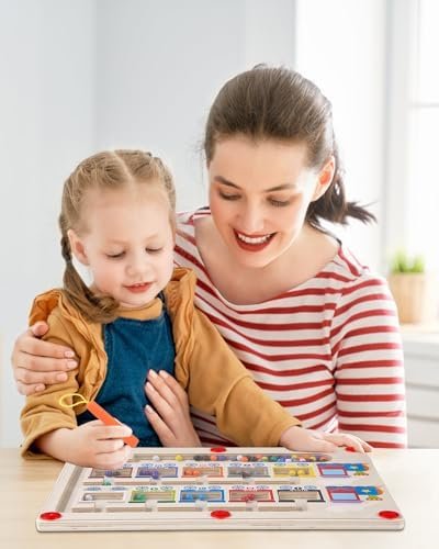 Kureny Juguetes Magnético de Madera, Juego Magnético Laberinto Montessori, Juguetes para Clasificar Colores,Motricidad Fina,Juegos Educativos,como Regalo para Niñas y Niños Mayores de 3 años