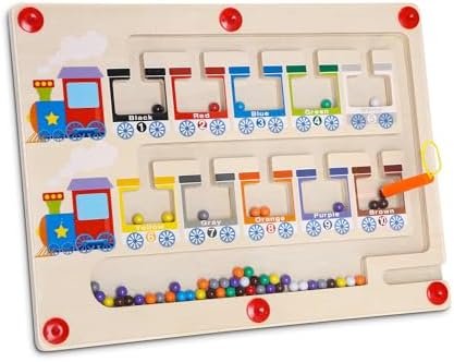 Kureny Juguetes Magnético de Madera, Juego Magnético Laberinto Montessori, Juguetes para Clasificar Colores,Motricidad Fina,Juegos Educativos,como Regalo para Niñas y Niños Mayores de 3 años