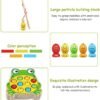 JoyPlus Juguetes Educativos Montessori, Juego de Pesca Magnético, Madera, Regalo Cumpleaños para Niños 2-5 Años (Rana)