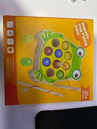 JoyPlus Juguetes Educativos Montessori, Juego de Pesca Magnético, Madera, Regalo Cumpleaños para Niños 2-5 Años (Rana)