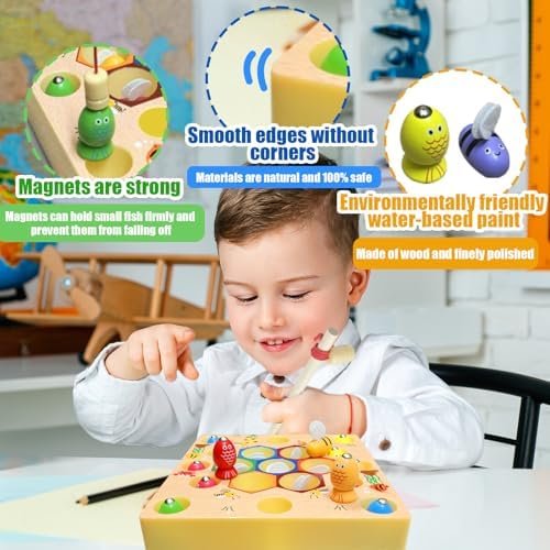 Baxcdyswe Juegos Montessori 2 Años, Juego de Pescar Peces Magnetico, Juegos Educativos Juguetes Niños Educativos Regalo Cumpleaño, Regalo para Niño 2 a 6 Años