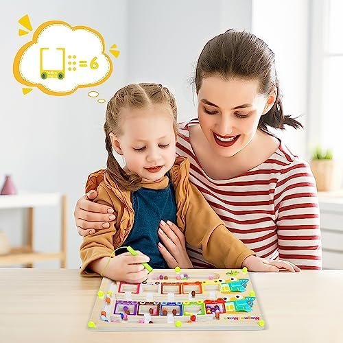 Juguetes Magnético de MaderaJuguetes Educativos Montessori Juego de Combinación de Colores & Clasificación Motricidad Fina Juguetesjuegos educativos niños 3 4 5 6 7 años de regalo (A-Train-Stil)