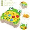 JoyPlus Juguetes Educativos Montessori, Juego de Pesca Magnético, Madera, Regalo Cumpleaños para Niños 2-5 Años (Rana)