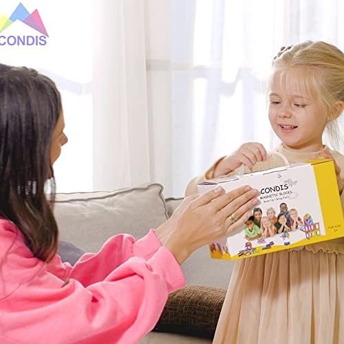 CONDIS 120 Piezas Bloques de Construcción Magnéticos, Juguetes Niños de 3 4 5 6 7 8 Años Juegos Educativos Viaje Juego de Imanes magneticas para Niños Niñas Montessori Regalos