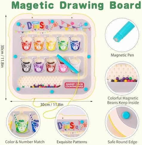FORMIZON 2 en 1 Juguetes Montessori para Niños, Laberinto Magnético y Tablero Magnético de Dibujo, Juguetes Motricidad Fino, Regalos Educativos para Niños y Niñas 2 3 4 5 6 7 Años (Plastico)