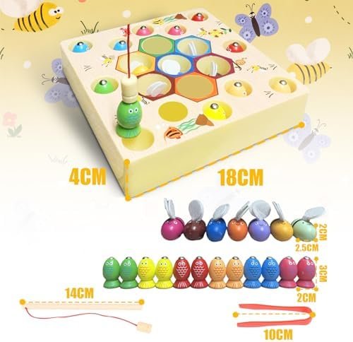Baxcdyswe Juegos Montessori 2 Años, Juego de Pescar Peces Magnetico, Juegos Educativos Juguetes Niños Educativos Regalo Cumpleaño, Regalo para Niño 2 a 6 Años