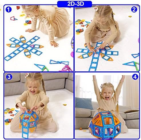 CONDIS 120 Piezas Bloques de Construcción Magnéticos, Juguetes Niños de 3 4 5 6 7 8 Años Juegos Educativos Viaje Juego de Imanes magneticas para Niños Niñas Montessori Regalos