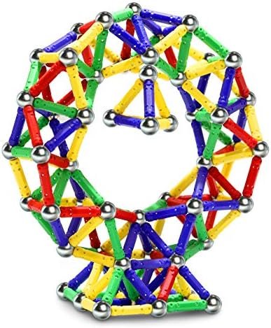 Jvchengxi 144 Piezas Construcciones Magneticas Niños, Bloques de Construcción Magnéticos Palos, Montessori Juguetes de Construccion Apilables, Juguetes Educativos Regalos Set para Adultos y Niños