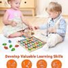 Coogam Juego de pesca con números magnéticos del alfabeto, letras ABC de madera, rompecabezas a juego de colores, juguete educativo Montessori de motor fino para niños preescolares de 3, 4, 5 años