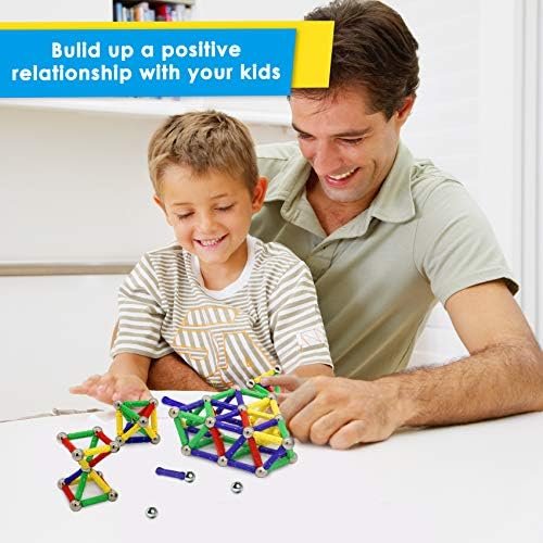 Jvchengxi 144 Piezas Construcciones Magneticas Niños, Bloques de Construcción Magnéticos Palos, Montessori Juguetes de Construccion Apilables, Juguetes Educativos Regalos Set para Adultos y Niños