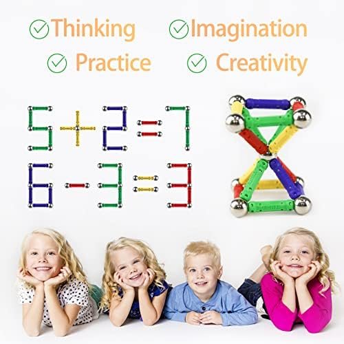 Jvchengxi 144 Piezas Construcciones Magneticas Niños, Bloques de Construcción Magnéticos Palos, Montessori Juguetes de Construccion Apilables, Juguetes Educativos Regalos Set para Adultos y Niños