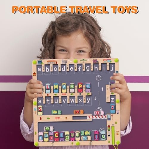 Tenuiskft Laberinto Magnetico Montessori Juguetes Niños 3 4 5 Años,Juegos Educativos para Aprender el Alfabeto, Juegos de Motricidad Fina para Aprender el Alfabeto, Regalo para Niños