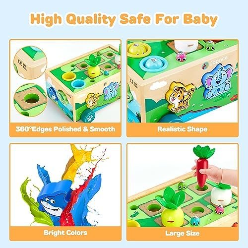 Juguetes Montessori Niños Niña 1 2 3 Años, Juguetes Magneticos de Madera con Juego de Pescar y Puzzles, Juegos Educativos Bebe 1 Año Cumpleaños Navidad Regalo