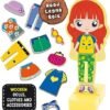 LISCIANI - Montessori Fashion Doll - para niños a Partir de 4 años - Viste Tus muñecas de Madera con 26 Ropas magnéticas a Elegir - Armario 3D y Soporte - Juego Montessori