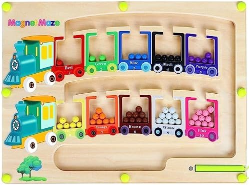 Juguetes Magnético de MaderaJuguetes Educativos Montessori Juego de Combinación de Colores & Clasificación Motricidad Fina Juguetesjuegos educativos niños 3 4 5 6 7 años de regalo (A-Train-Stil)