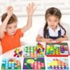 AOUVT Juguetes Montessori de Colores Mosaico, Juegos Educativos Tempranos, Regalos para Niños de 2 3 4 Años- 12 Cartas y 50 Botones