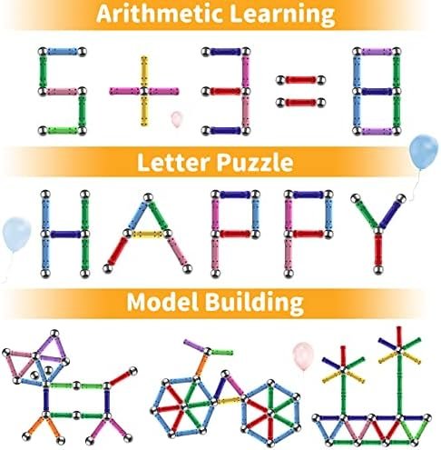 Jvchengxi 320 Piezas Construcciones Magneticas Niños, Bloques de Construcción Magnéticos Palos, Montessori Juguetes de Construccion Apilables, Juguetes Educativos Regalos Set para Adultos y Niños