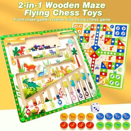 Juguetes Niños Niña 3 4 5 6 7 8 Años, 2 en 1 Juegos de Mesa con Laberinto Magnético, Juegos Montessori, Juegos Motricidad Fina, Juegos Educativos, Juguetes de Madera Juguetes Educativos 3 4 5 6 Años