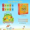 JoyPlus Juguetes Educativos Montessori, Juego de Pesca Magnético, Madera, Regalo Cumpleaños para Niños 2-5 Años (Rana)