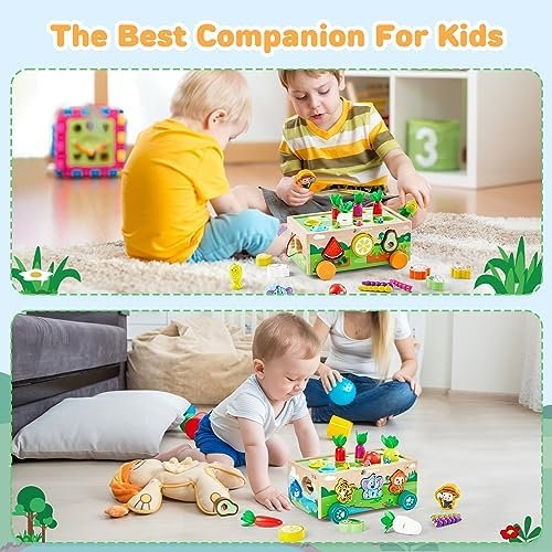 Juguetes Montessori Niños Niña 1 2 3 Años, Juguetes Magneticos de Madera con Juego de Pescar y Puzzles, Juegos Educativos Bebe 1 Año Cumpleaños Navidad Regalo