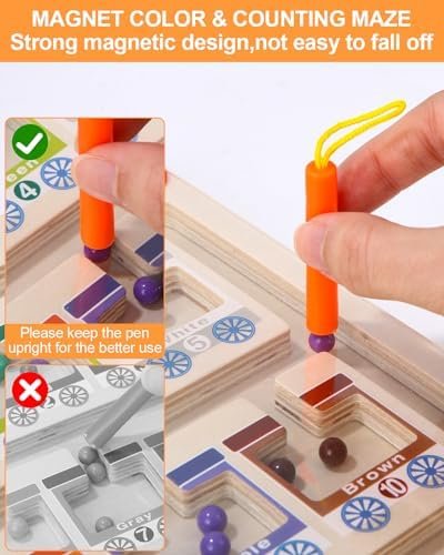 Kureny Juguetes Magnético de Madera, Juego Magnético Laberinto Montessori, Juguetes para Clasificar Colores,Motricidad Fina,Juegos Educativos,como Regalo para Niñas y Niños Mayores de 3 años
