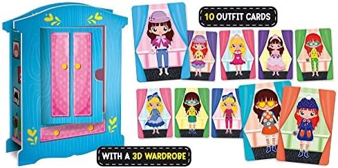 LISCIANI - Montessori Fashion Doll - para niños a Partir de 4 años - Viste Tus muñecas de Madera con 26 Ropas magnéticas a Elegir - Armario 3D y Soporte - Juego Montessori