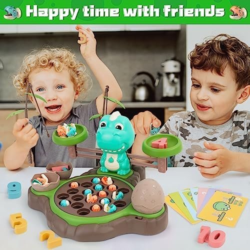 Juegos Magnéticos de Pesca 4 en 1, Juguetes Montessori con Juego de Equilibrio y Números de Aprendizaje,Juegos Educativos con 21 Peces 2 Cañas de Pescar 10 Tarjetas de Doble Cara de 3 años