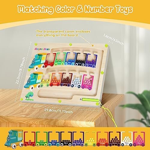 Juguetes Magnético de MaderaJuguetes Educativos Montessori Juego de Combinación de Colores & Clasificación Motricidad Fina Juguetesjuegos educativos niños 3 4 5 6 7 años de regalo (A-Train-Stil)
