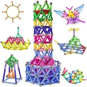 Jvchengxi 320 Piezas Construcciones Magneticas Niños, Bloques de Construcción Magnéticos Palos, Montessori Juguetes de Construccion Apilables, Juguetes Educativos Regalos Set para Adultos y Niños