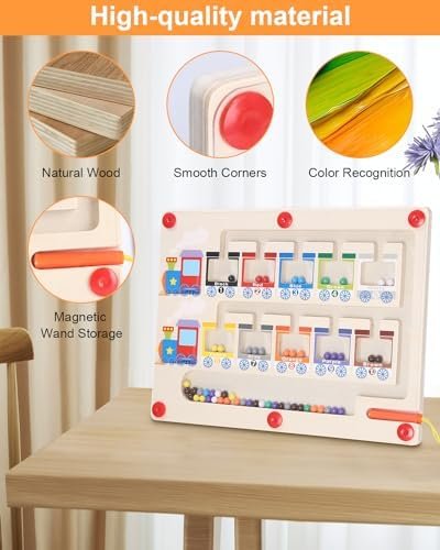 Kureny Juguetes Magnético de Madera, Juego Magnético Laberinto Montessori, Juguetes para Clasificar Colores,Motricidad Fina,Juegos Educativos,como Regalo para Niñas y Niños Mayores de 3 años
