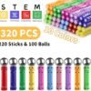 Jvchengxi 320 Piezas Construcciones Magneticas Niños, Bloques de Construcción Magnéticos Palos, Montessori Juguetes de Construccion Apilables, Juguetes Educativos Regalos Set para Adultos y Niños