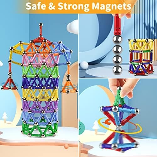 Jvchengxi 320 Piezas Construcciones Magneticas Niños, Bloques de Construcción Magnéticos Palos, Montessori Juguetes de Construccion Apilables, Juguetes Educativos Regalos Set para Adultos y Niños