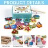 Juguetes de Madera Juego de Pesca, Victse Juegos Montessori Niños 2 Años Juego de Pesca Magnética, Niño de Madera Educativo Juguete, Juegos Niños para Desarrollo (Azul)