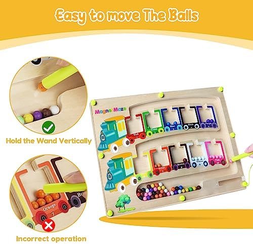 Juguetes Magnético de MaderaJuguetes Educativos Montessori Juego de Combinación de Colores & Clasificación Motricidad Fina Juguetesjuegos educativos niños 3 4 5 6 7 años de regalo (A-Train-Stil)