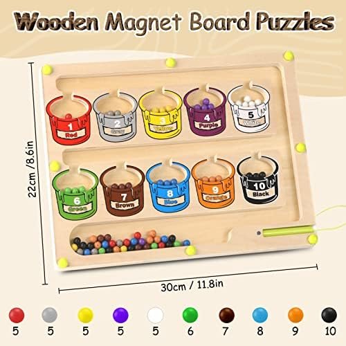 Joyreal Laberinto Magnético de Colores y Números - Motricidad Fina Juguetes Niños 3 4 5 Años Magnético de Madera Juegos Educativos Juego de Combinación de Colores