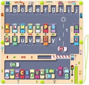 Tenuiskft Laberinto Magnetico Montessori Juguetes Niños 3 4 5 Años,Juegos Educativos para Aprender el Alfabeto, Juegos de Motricidad Fina para Aprender el Alfabeto, Regalo para Niños