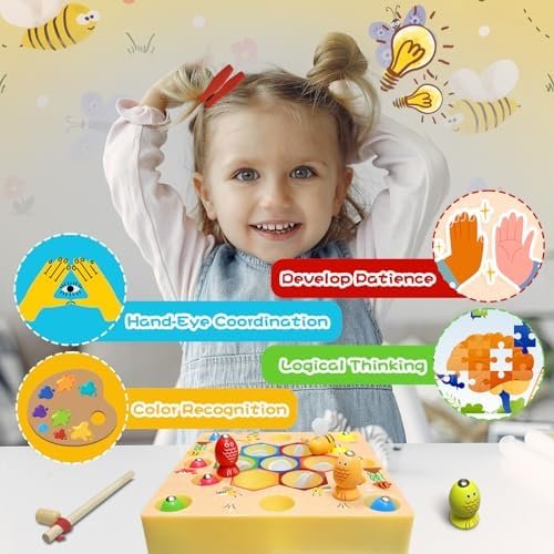 Baxcdyswe Juegos Montessori 2 Años, Juego de Pescar Peces Magnetico, Juegos Educativos Juguetes Niños Educativos Regalo Cumpleaño, Regalo para Niño 2 a 6 Años