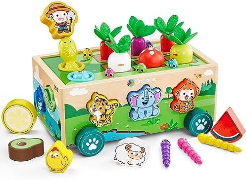 Juguetes Montessori Niños Niña 1 2 3 Años, Juguetes Magneticos de Madera con Juego de Pescar y Puzzles, Juegos Educativos Bebe 1 Año Cumpleaños Navidad Regalo