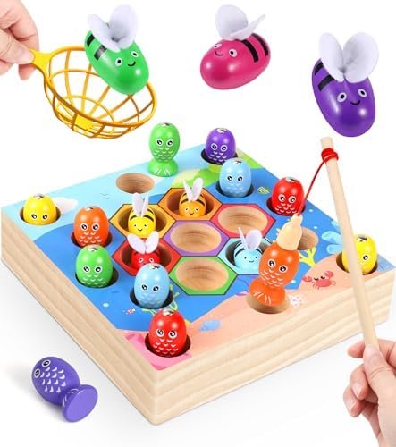 COOLJOY magnético Juegos de Pesca para Niños Juegos Montessori Niños Juguete, Juego de Pescar，2 en 1 Juguetes Sensoriales Educativos Montessori 1 2 3 Años