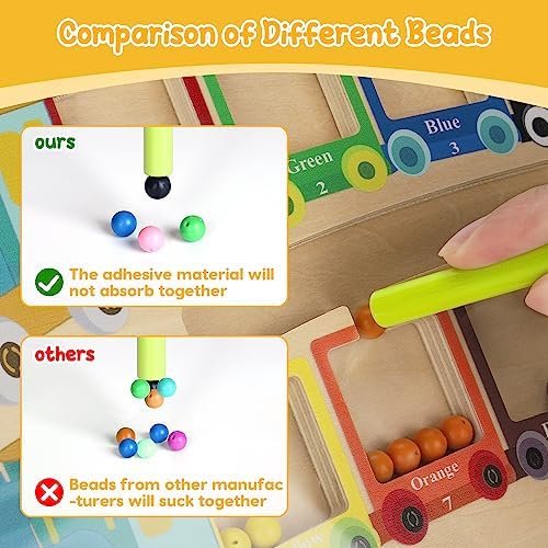 Juguetes Magnético de MaderaJuguetes Educativos Montessori Juego de Combinación de Colores & Clasificación Motricidad Fina Juguetesjuegos educativos niños 3 4 5 6 7 años de regalo (A-Train-Stil)