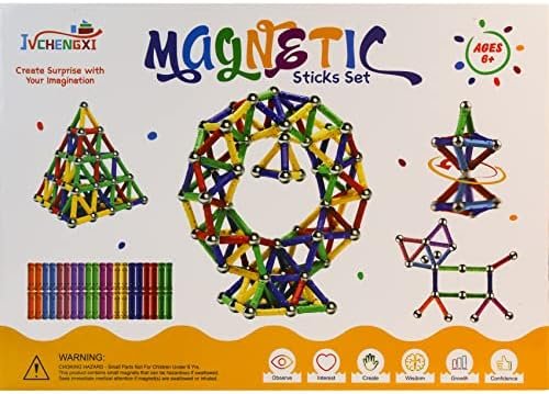 Jvchengxi 320 Piezas Construcciones Magneticas Niños, Bloques de Construcción Magnéticos Palos, Montessori Juguetes de Construccion Apilables, Juguetes Educativos Regalos Set para Adultos y Niños