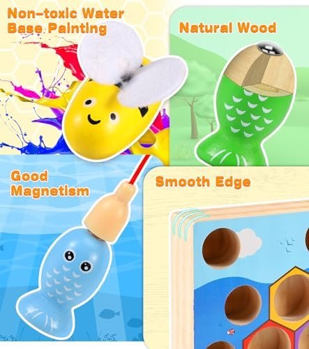 COOLJOY magnético Juegos de Pesca para Niños Juegos Montessori Niños Juguete, Juego de Pescar，2 en 1 Juguetes Sensoriales Educativos Montessori 1 2 3 Años