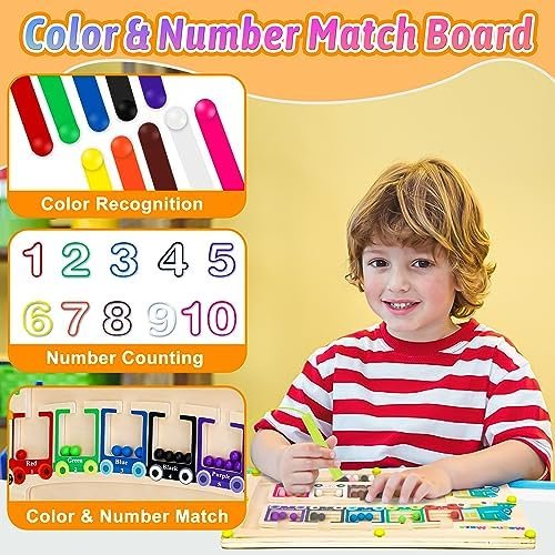 Vindany Juguetes Magnético de Madera Juguetes Educativos Montessori Juego de Combinación de Colores & Clasificación Motricidad Fina Juguetes Niños 3 4 5 6 7 Años Juegos
