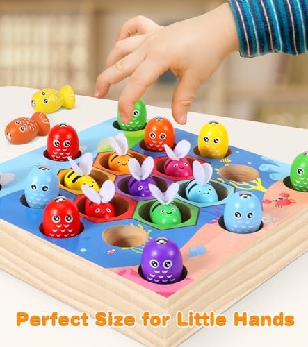COOLJOY magnético Juegos de Pesca para Niños Juegos Montessori Niños Juguete, Juego de Pescar，2 en 1 Juguetes Sensoriales Educativos Montessori 1 2 3 Años