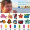 Juguetes de Madera Juego de Pesca, Victse Juegos Montessori Niños 2 Años Juego de Pesca Magnética, Niño de Madera Educativo Juguete, Juegos Niños para Desarrollo (Azul)