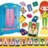 LISCIANI - Montessori Fashion Doll - para niños a Partir de 4 años - Viste Tus muñecas de Madera con 26 Ropas magnéticas a Elegir - Armario 3D y Soporte - Juego Montessori