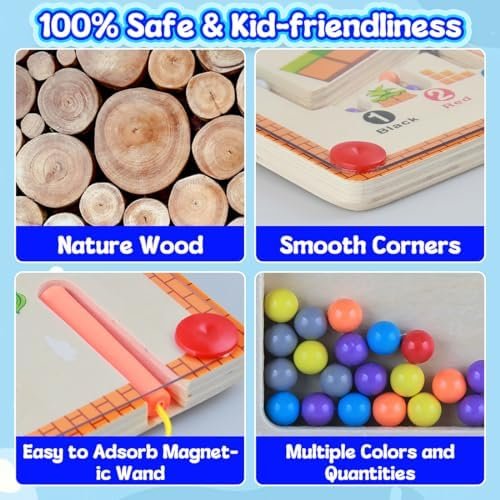 WDJLNZB Laberinto Magnetico Juguetes Montessori Madera 3 4 5 6 7 Años, Aprendiendo Colores Juego de Contar y Clasificar Juegos Educativos Regalos para Niña Niño
