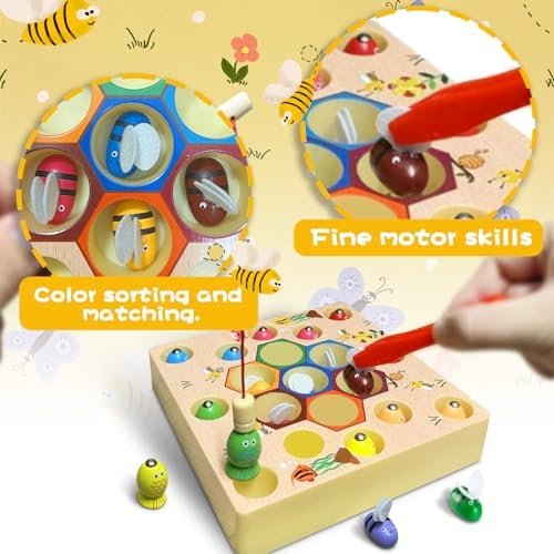 Baxcdyswe Juegos Montessori 2 Años, Juego de Pescar Peces Magnetico, Juegos Educativos Juguetes Niños Educativos Regalo Cumpleaño, Regalo para Niño 2 a 6 Años