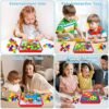 AOUVT Juguetes Montessori de Colores Mosaico, Juegos Educativos Tempranos, Regalos para Niños de 2 3 4 Años- 12 Cartas y 50 Botones