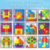 AOUVT Juguetes Montessori de Colores Mosaico, Juegos Educativos Tempranos, Regalos para Niños de 2 3 4 Años- 12 Cartas y 50 Botones